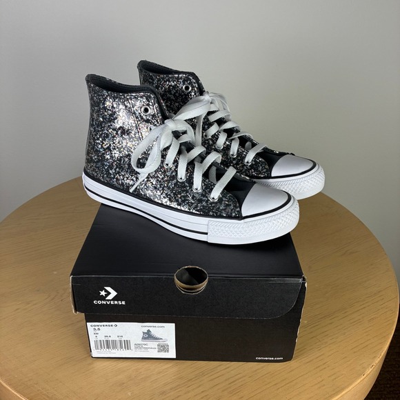 Converse Chuck Taylor All Star Glitter High Top Sneaker Kids 3.5 Sparkle Cute - Picture 1 of 8